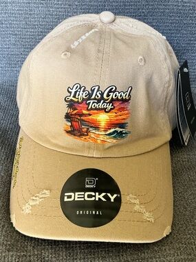 Decky 959 “Life Is Good Today” Distressed Trucker Hat- NWT - Zac Brown inspired